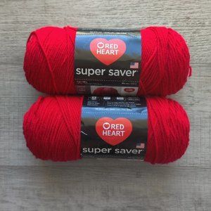 2 Skeins Red Heart Super Saver Yarn Rouge